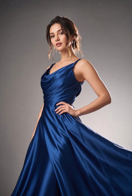Confidence, beauty, and flowing silk.